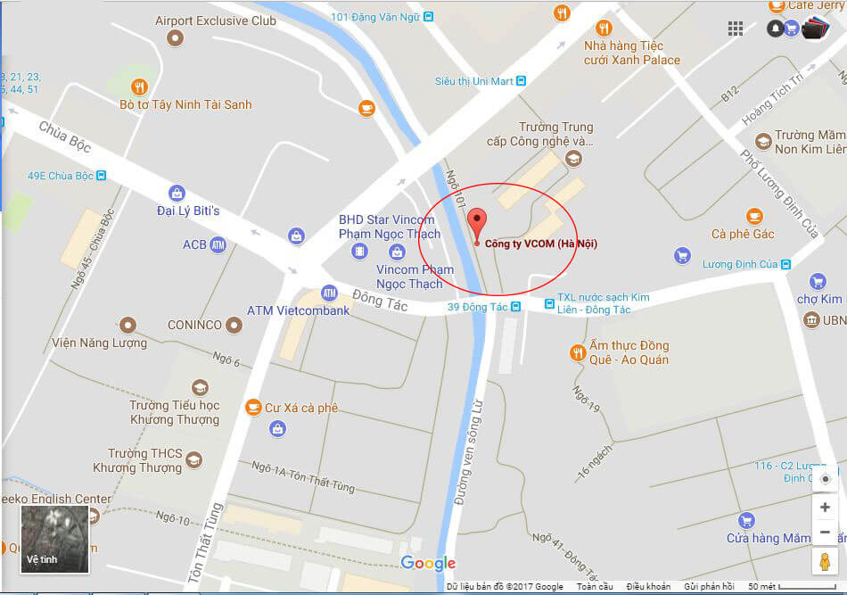 Địa điểm công ty VCOM số 35 ngõ 101 Phạm Ngọc Thạch, Phường Kim Liên, Quận Đống Đa, Hà Nội