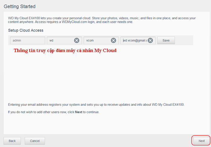 cấu hình admin trong my cloud ex4100