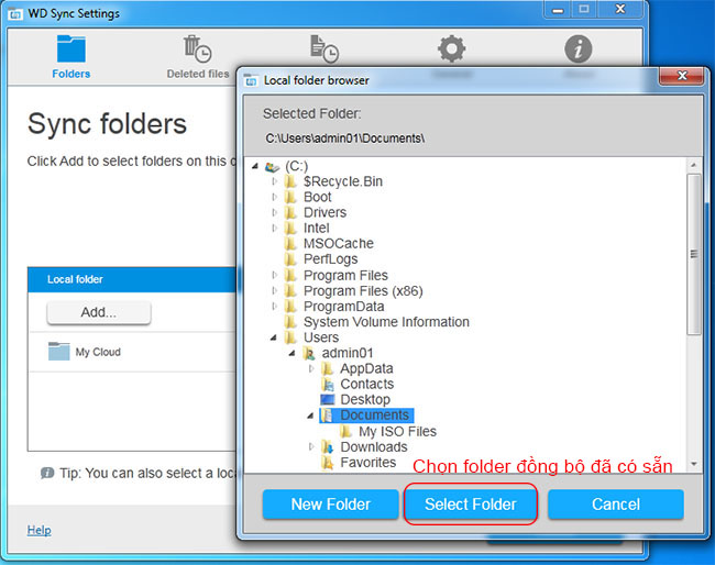 Folder đồng bộ WD Sync