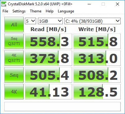 Test ổ cứng ssd wd blue 1tb sata với crystalDiskMark