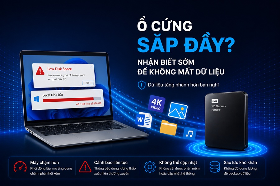 Dấu hiệu ổ cứng sắp đầy và cách quản lý dữ liệu hiệu quả