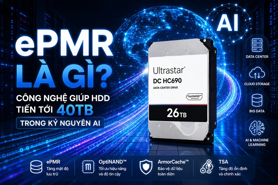 ePMR là gì? Công nghệ đang giúp WD nâng dung lượng HDD lên 40TB trong kỷ nguyên AI