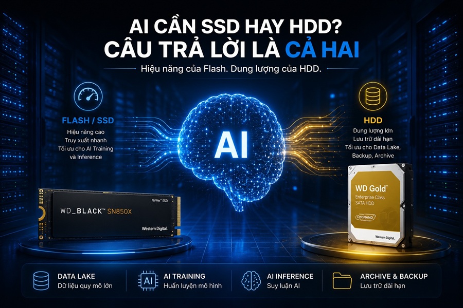 AI cần cả Flash và HDD: Góc nhìn từ kiến trúc lưu trữ dữ liệu hiện đại
