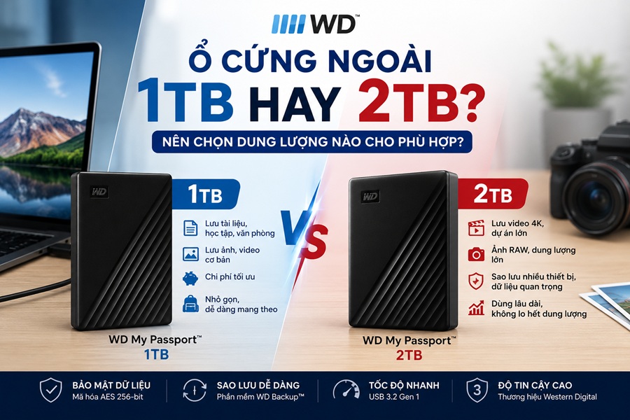 Ổ cứng ngoài 1TB hay 2TB? Cách chọn dung lượng phù hợp